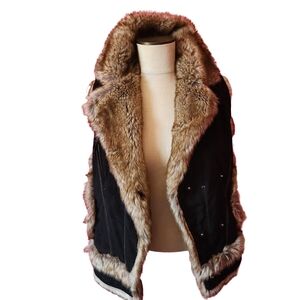 Desigual Black and Brown Faux Fur Vest